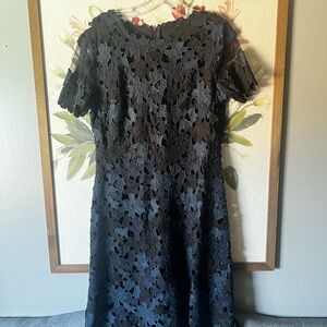 Elie Tahari Black Lace Midi Dress